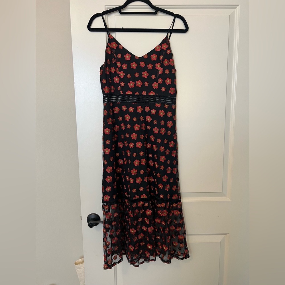 BB Dakota black and red floral dress size 4.